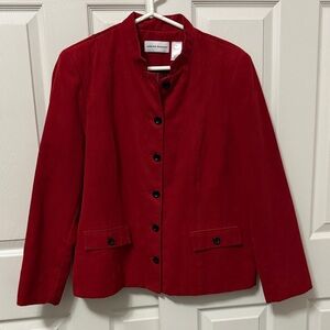Alfred Dunner Deep Red Button-Front Blazer Jacket